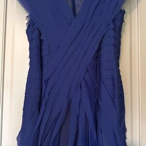 Blue Sleeveless V-Neck Sheath Cocktail Dress